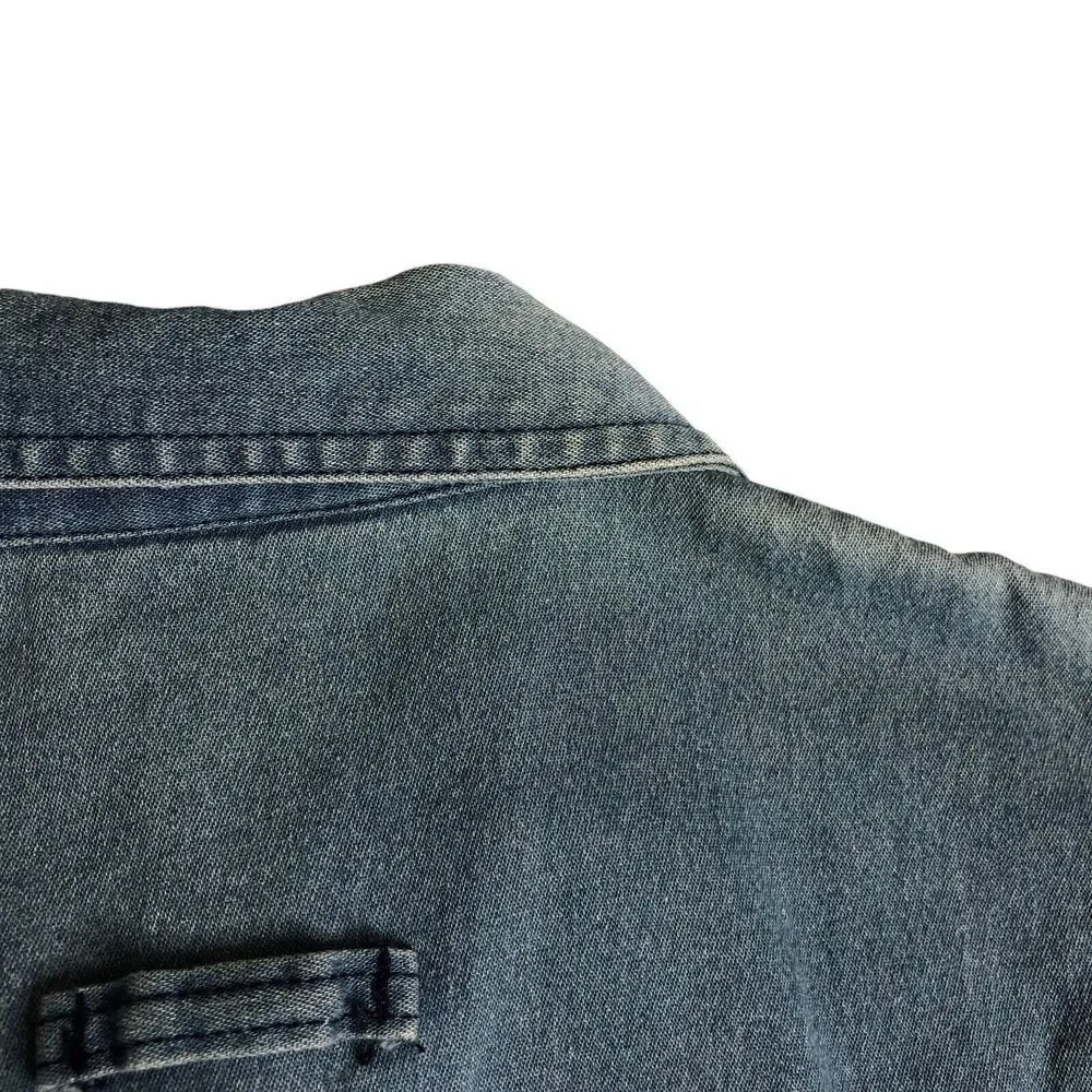 Vintage Talbots Vest Womens Small Blue Denim Button Front Cotton Spandex Pockets - Picture 13 of 15